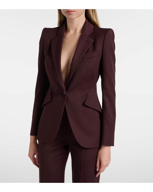 Alexander McQueen Purple Wool Grain De Poudre Blazer