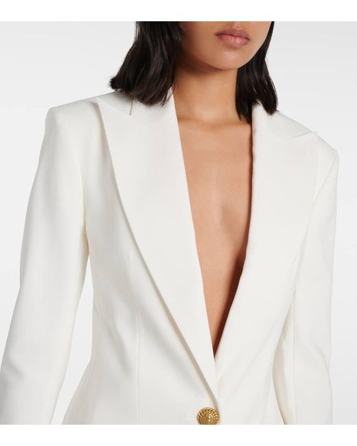 Blazer En Crêpe 2-Button À Simple Boutonnage Balmain en coloris White