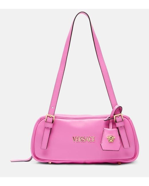 Versace Pink Tag Bowling Leather Shoulder Bag