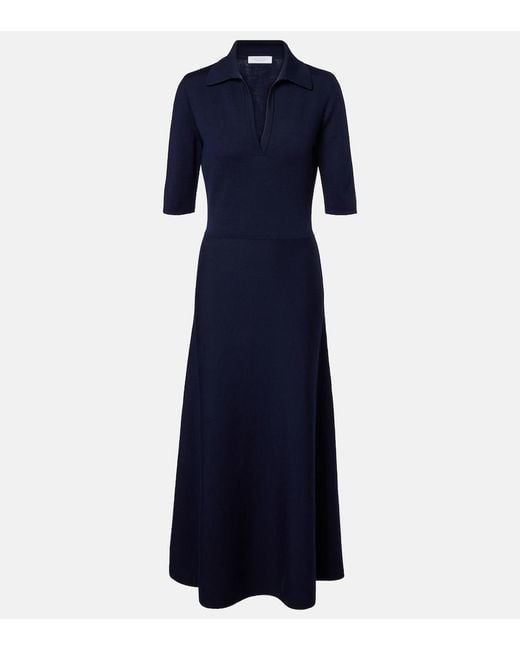 Gabriela Hearst Blue Wool, Silk, And Cashmere Maxi Dress