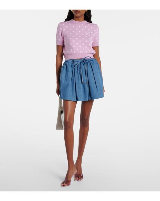 Patou Pink Polka-Dot Cotton-Blend Sweater