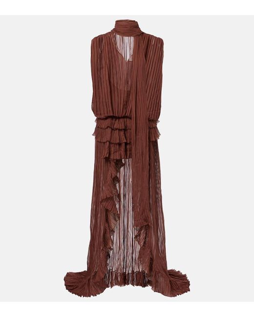Vestido De Fiesta De Gasa De Seda Blumarine de color Brown