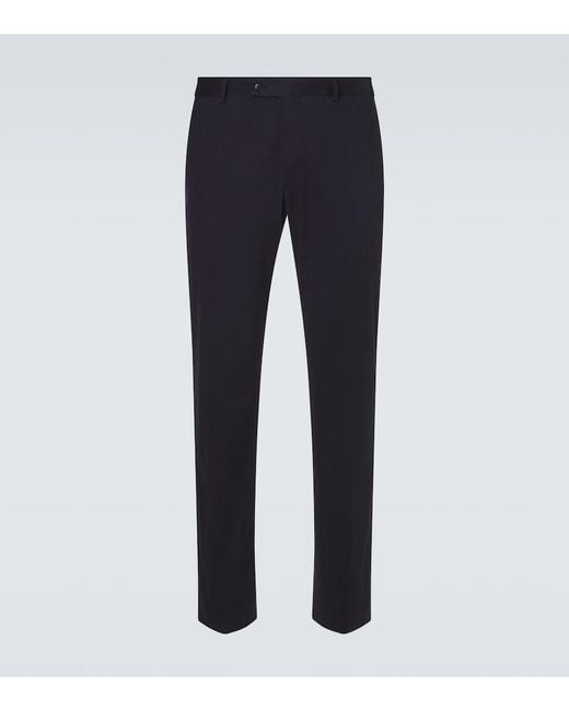 Brioni Blue Pienza Cotton-Blend Straight Pants for men