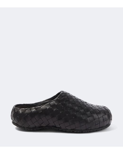 Bottega Veneta Black Klog Intrecciato Leather Mules for men