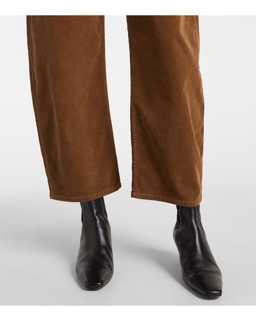 Nili Lotan Brown Tribeca Cotton-Blend Corduroy Barrel-Leg Pants