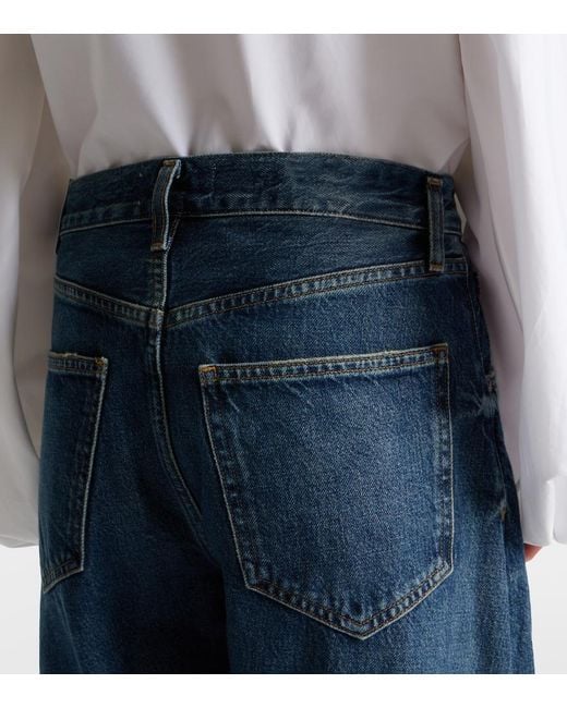Agolde Blue Twist Mid-Rise Wide-Leg Jeans
