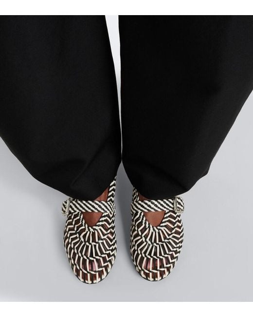 Alaïa White Woven Leather Ballet Flats