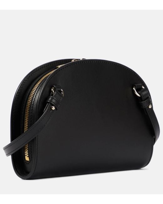 A.P.C. Black Demi-lune Leather Shoulder Bag