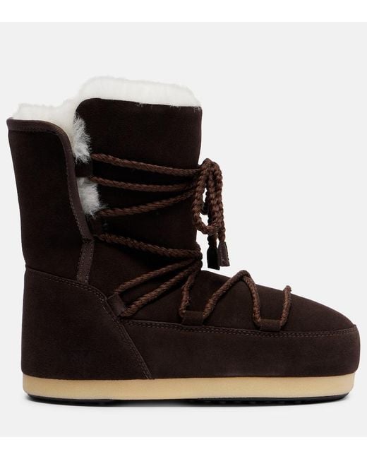 Moon Boot Black Evx Shearling-Lined Suede Snow Boots