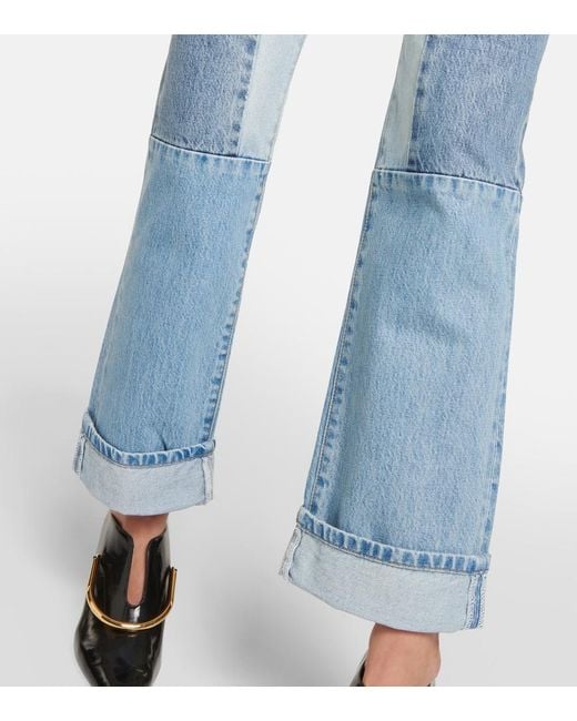 Victoria Beckham Blue Paneled High-Rise Straight Jeans
