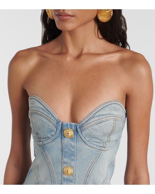 Balmain Blue Short Denim Dress