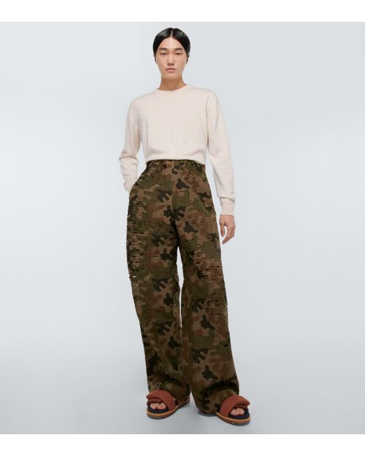 Pantalones de camuflaje anchos Dries Van Noten de Tejido sintético de color  Verde para hombre - Lyst