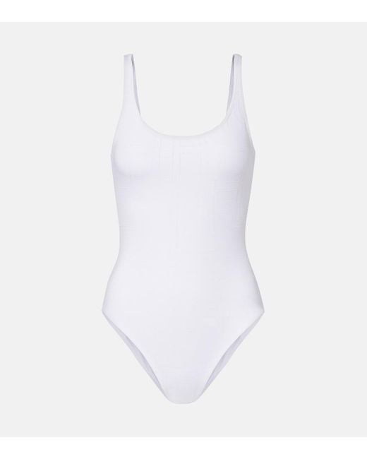 Totême White Monogram Jersey Swimsuit