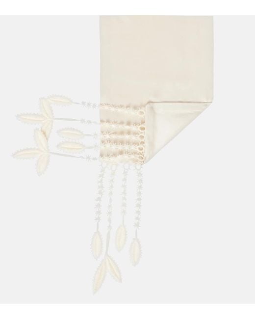Totême  White Lace-Trimmed Scarf