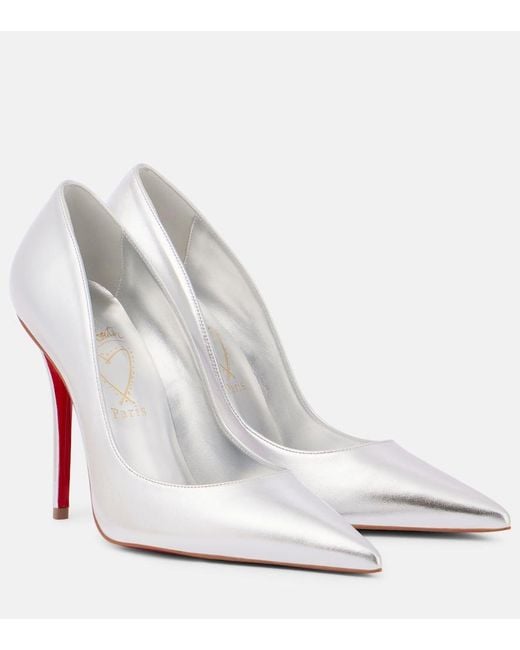 Christian Louboutin White Miss Z 100 Metallic Leather Pumps