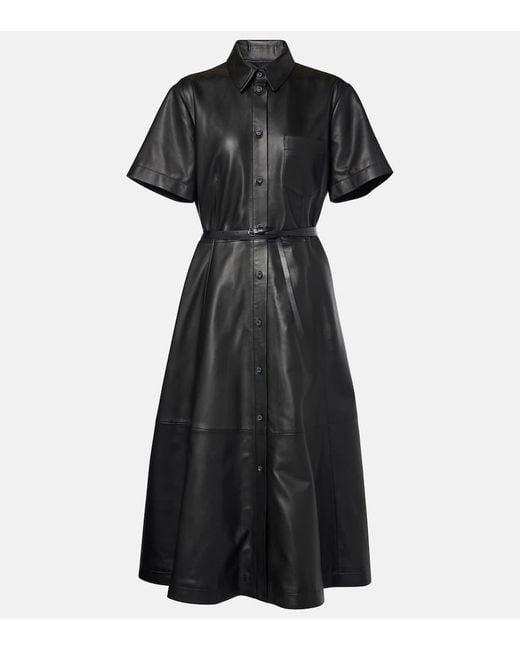 Altuzarra Black Kiera Leather Shirt Dress