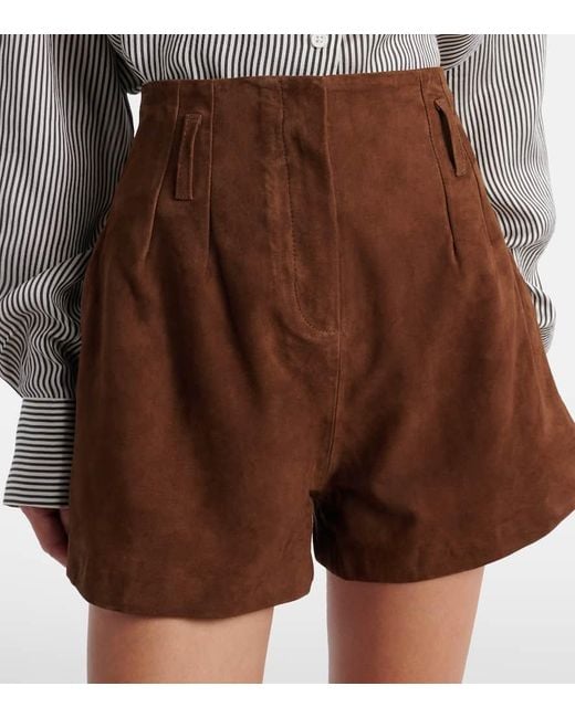 Frankie Shop Brown Shorts Lise Aus Veloursleder