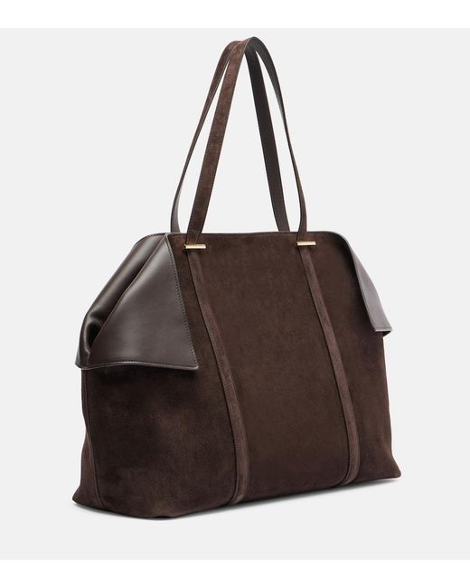 Ferragamo Brown Scarf Large Suede Tote Bag