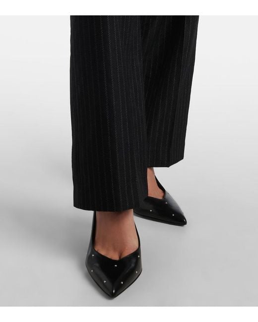 Isabel Marant Black Noanda Pinstriped Wool-Blend Straight Pants