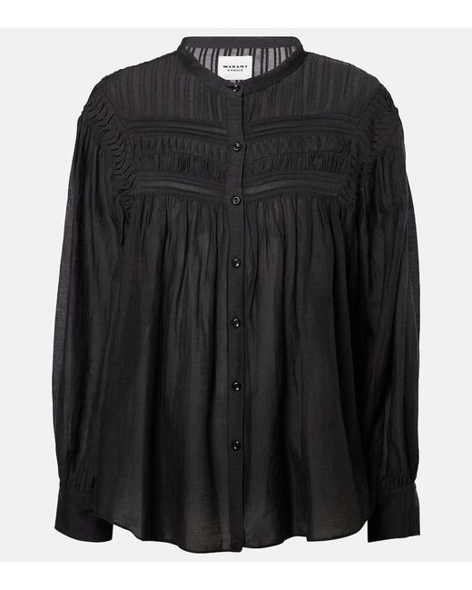 Isabel Marant Black Plalia Cotton-Blend Top