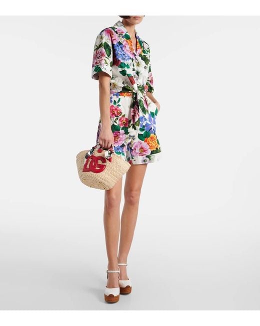 Dolce & Gabbana Pink Kendra Small Straw Basket Bag