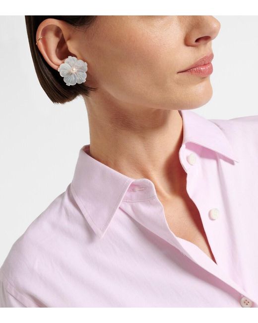 Jennifer Behr White Zia Faux-Pearl Earrings