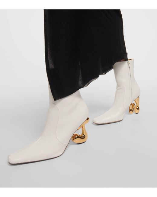 J.W. Anderson White Bubble Leather Ankle Boots