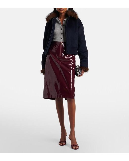 Self-Portrait Purple Mid-Rise Pencil Skirt