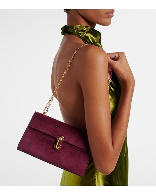 SAVETTE Purple Symmetry Suede Crossbody Bag