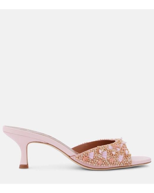 Staud Pink Brigitte Beaded Mules