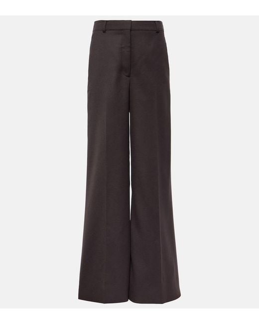 Stella McCartney Brown High-Rise Wool Wide-Leg Pants
