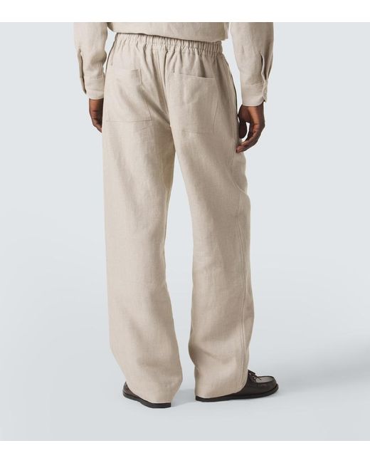 Saman Amel Natural Linen Wide-Leg Pants for men
