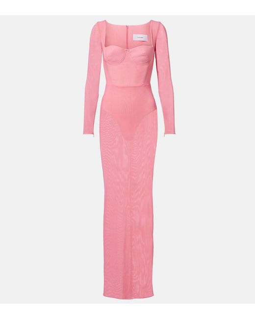Alex Perry Pink Semi-Sheer Mesh Gown