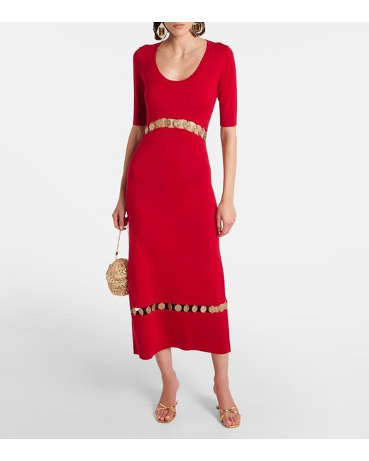 Rabanne Red Wool-Blend Maxi Dress