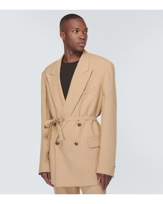 Dries Van Noten Natural Bishop Bis Belted Blazer for men