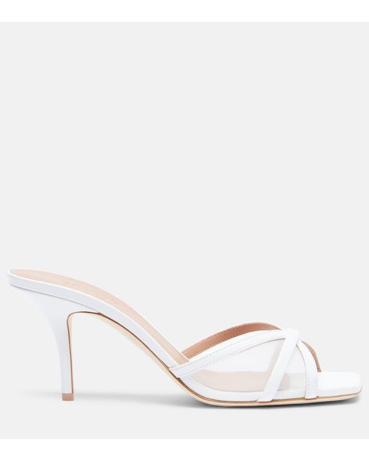 Malone Souliers Natural Perla 70 Leather And Mesh Mules