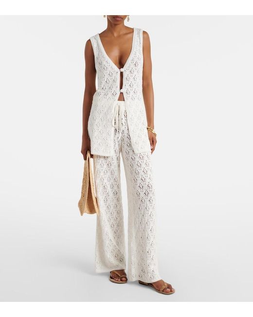 Faithfull The Brand White Fio Pointelle Cotton Vest