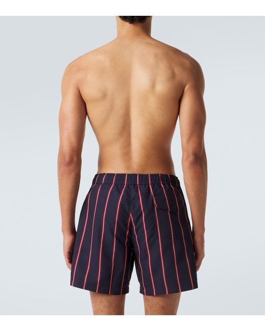 Moncler Blue Striped Swim Trunks for men