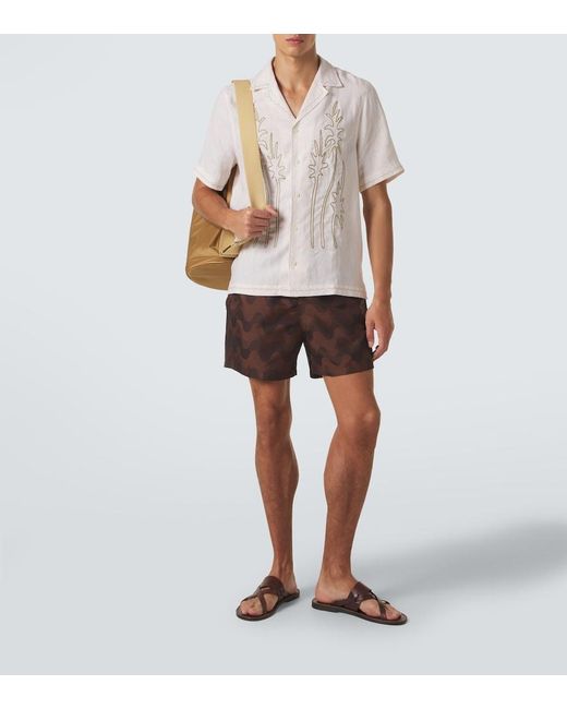 Frescobol Carioca Natural Alvs Linen Embroidered Shirt for men