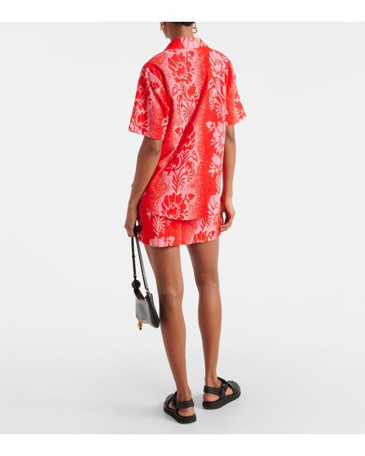 ALÉMAIS Red Martha Printed Cotton-Blend Shirt