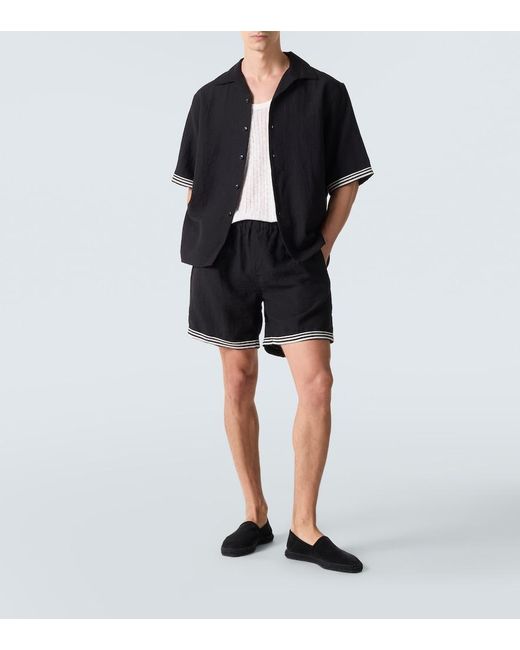 Commas Black Embroidered Shorts for men
