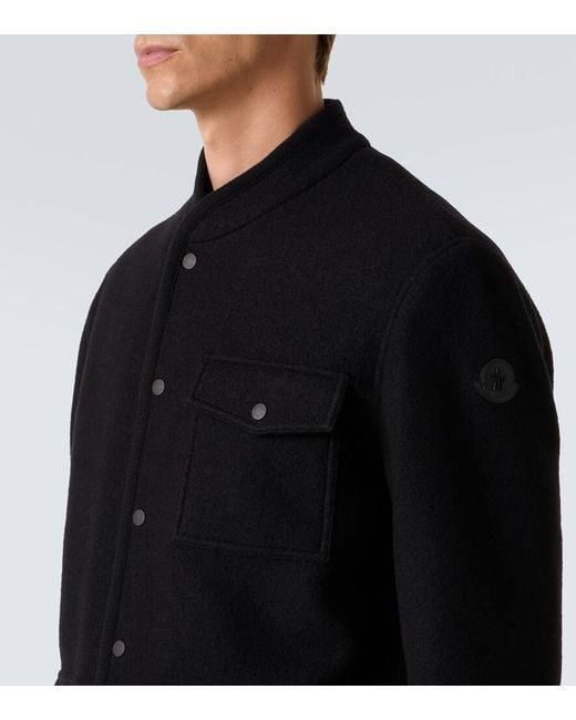 Moncler Black Virgin Wool Boucle Overshirt for men