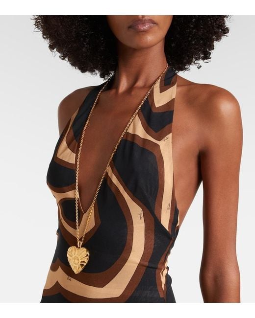 Emilio Pucci Metallic Labirinto Muslin Jersey Midi Dress