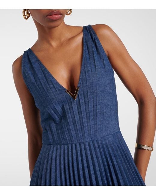 Valentino Blue Maxikleid Vgold Aus Chambray