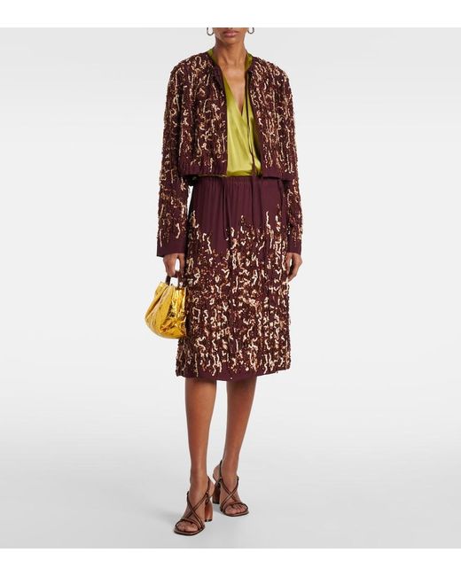 Dries Van Noten Red Sequined Silk Jacket