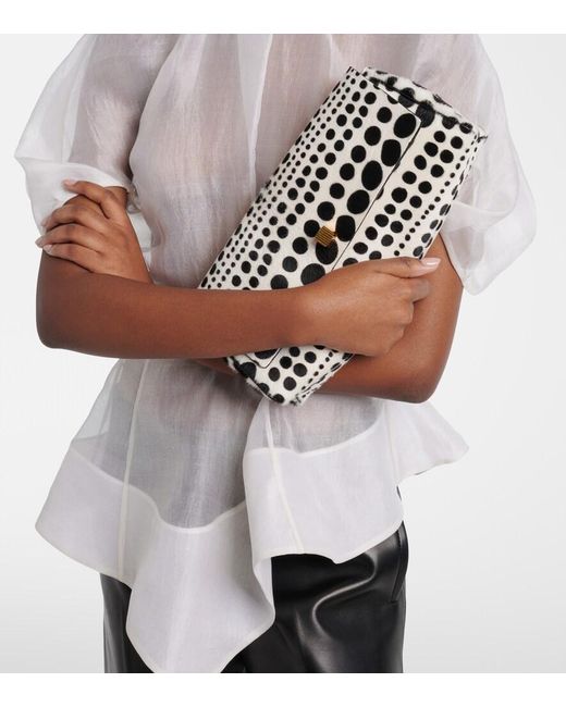 Khaite Black Audrey Polka-Dot Calf Hair Clutch