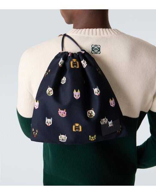 Loewe Blue X Louis Wain Leather-Trimmed Cotton Pouch for men