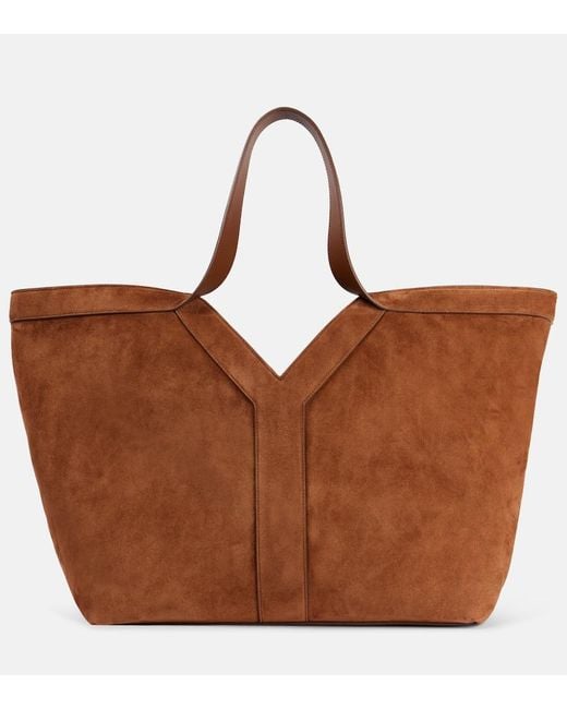 Saint Laurent Brown Tote Bag Y Aus Veloursleder