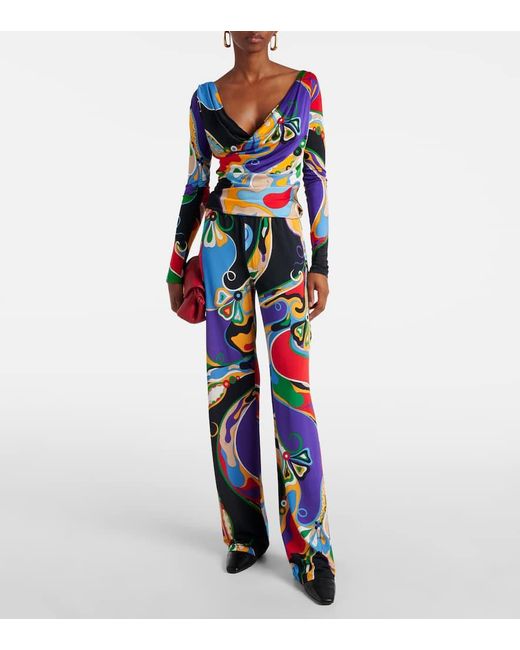 Emilio Pucci Blue Top Orchidee Aus Jersey