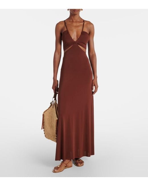 Eres Purple Saba Cutout Jersey Maxi Dress